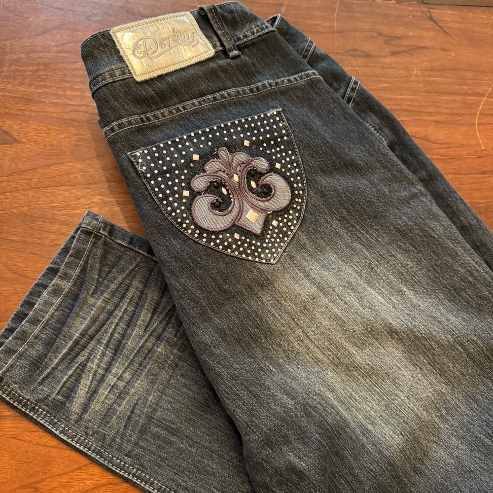 Vintage Dereon Skinny Jeans Darkwash Whisker size 20 Y2K Low Rise NWT